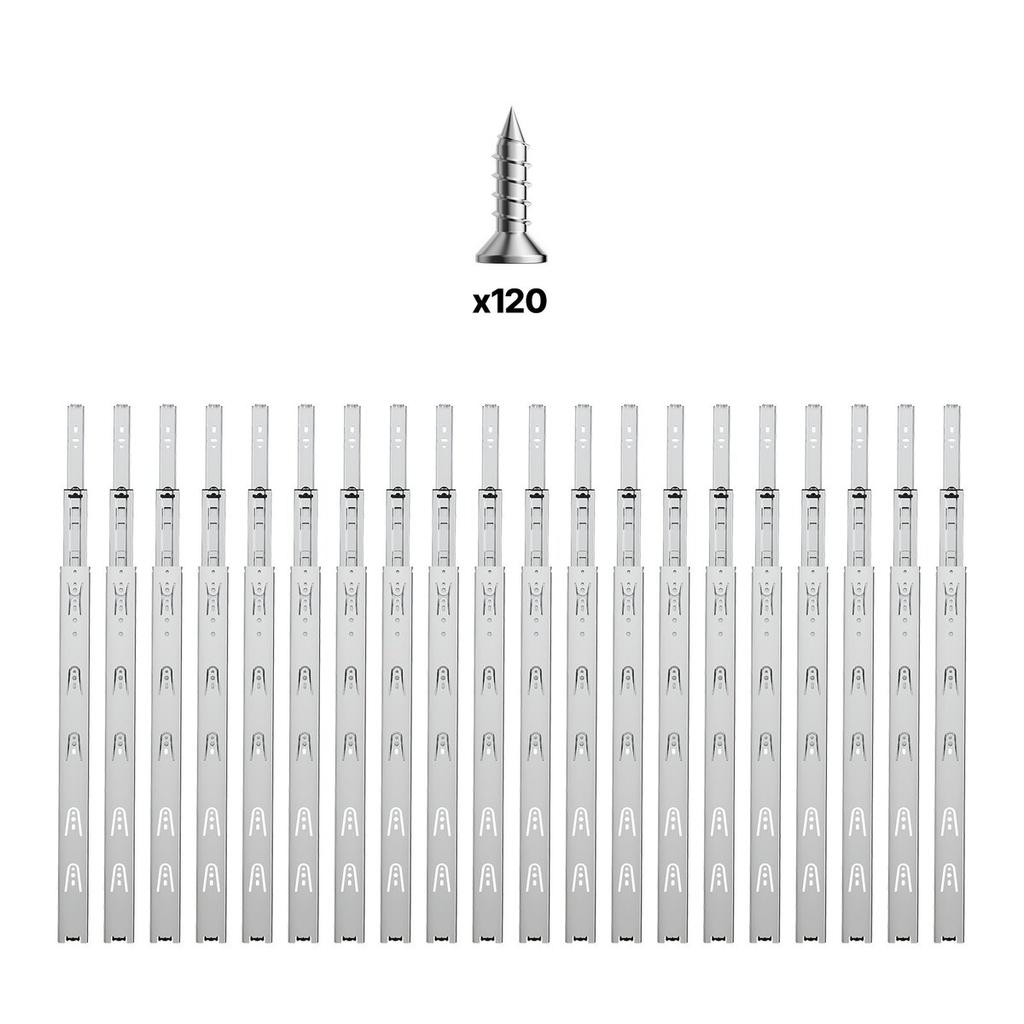 Drawer Cabinet Slides Side Mount 22 inch 10 Pairs 100 LB Load Replacement