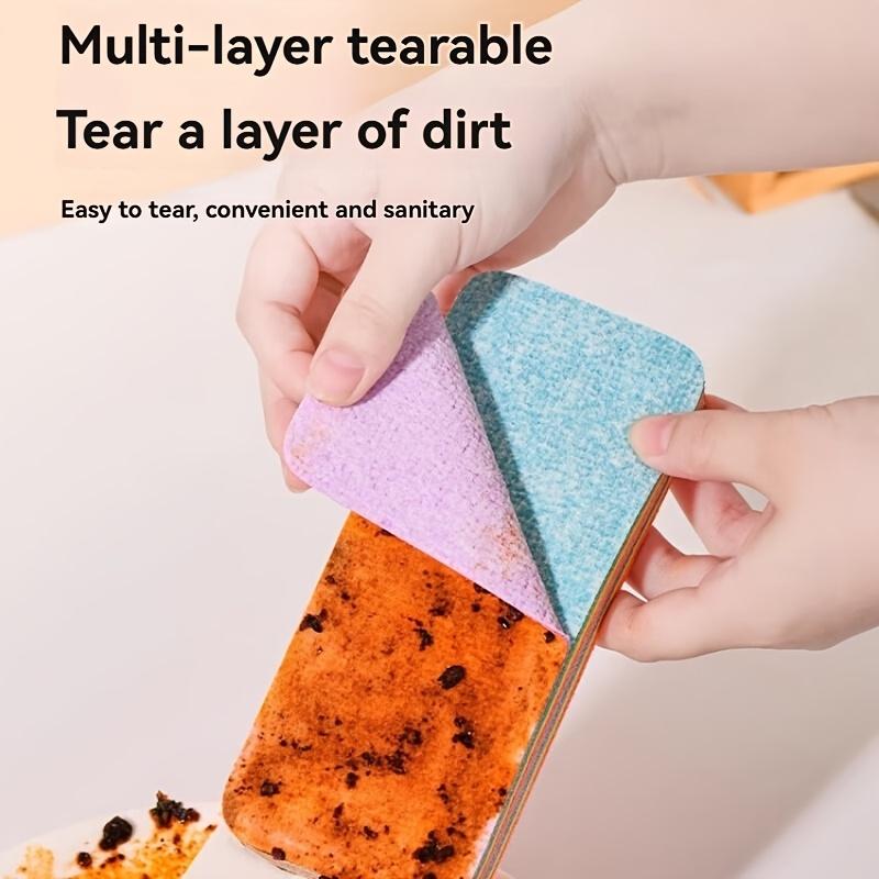 2pcs Tearable Multi-layer Rainbow Cleaning Cloth, Removes Grease, Thousand-layer Cloth, Absorbent, Lint-free, Dishwashing Cloth