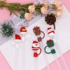 6pc Cartoon Christmas Silicone Straw Covers Cap Drinking Straw Tip Lids Reusable