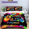 3PC Custom Name Colorful Controller Bedding Set Printed Bedding Set Duvet Cover Closure Includes 1 Duvet Cover & 2 Pillowcases for All Seasons Bedroom