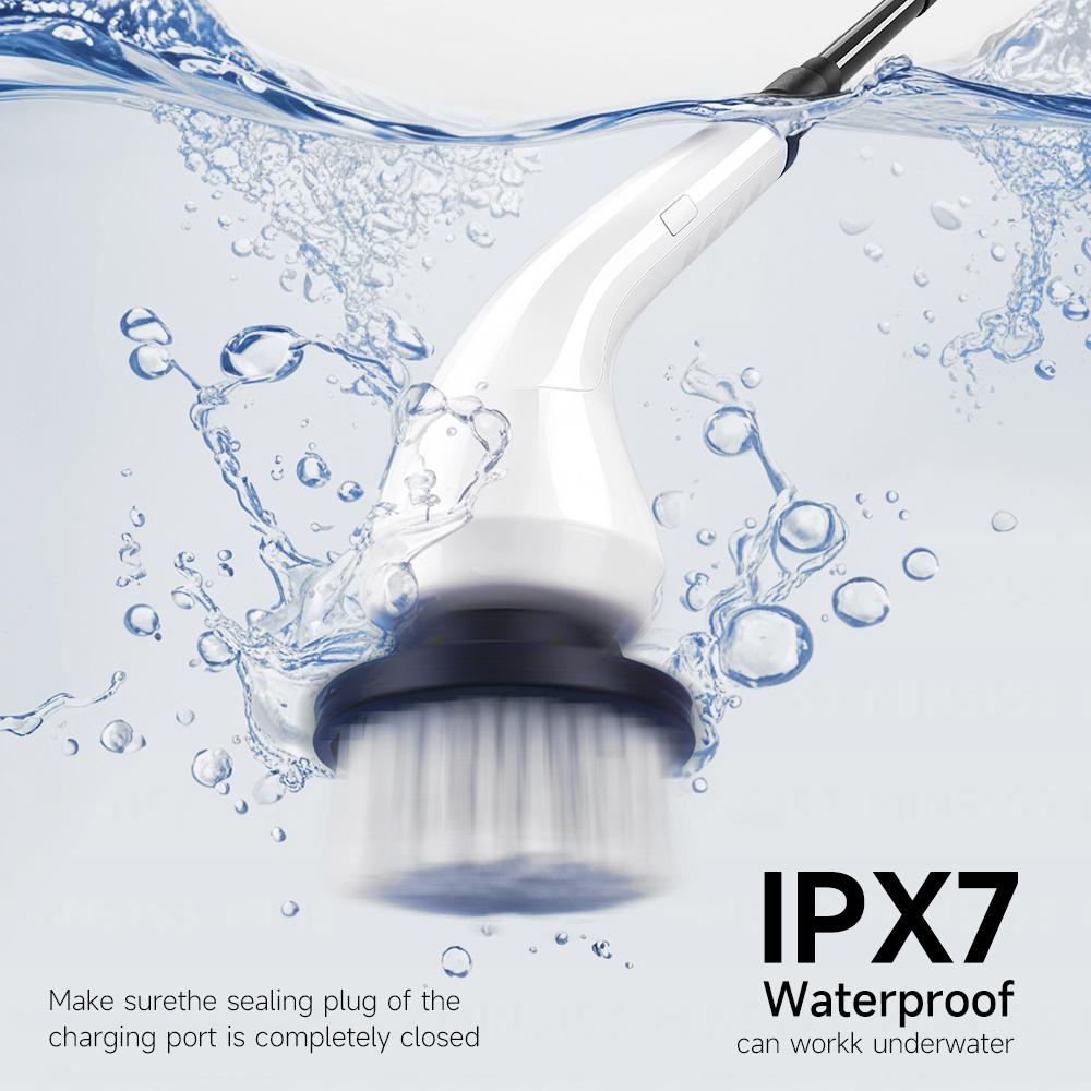 Electric Spin Scrubber Electric Scrubber with 8 Replaceable Brush Heads  Detachable Extension Handle Power Spin Scrubber Cord