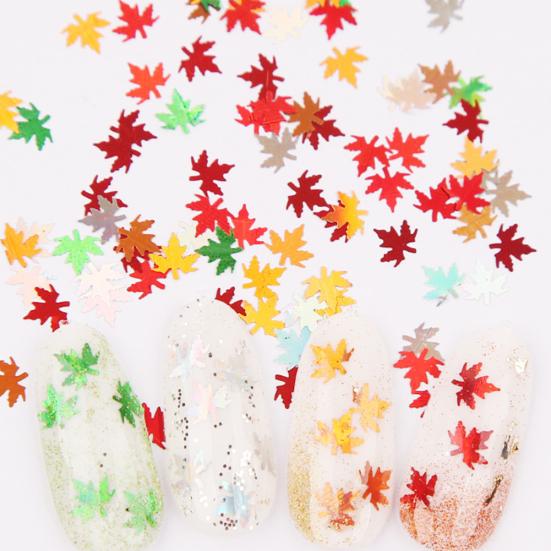 12 Color Maple Leaf Holographic Shiny Nail Art Glitter Sequins Manicure Decor