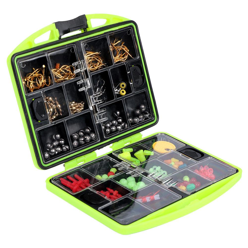

184 шт./коробка Двухслойный набор инструментов для карповой рыбалки Коробка для приманок и снастей Серфкастинг Рыболовная приманка Вертлюг Крючок Набор аксессуаров