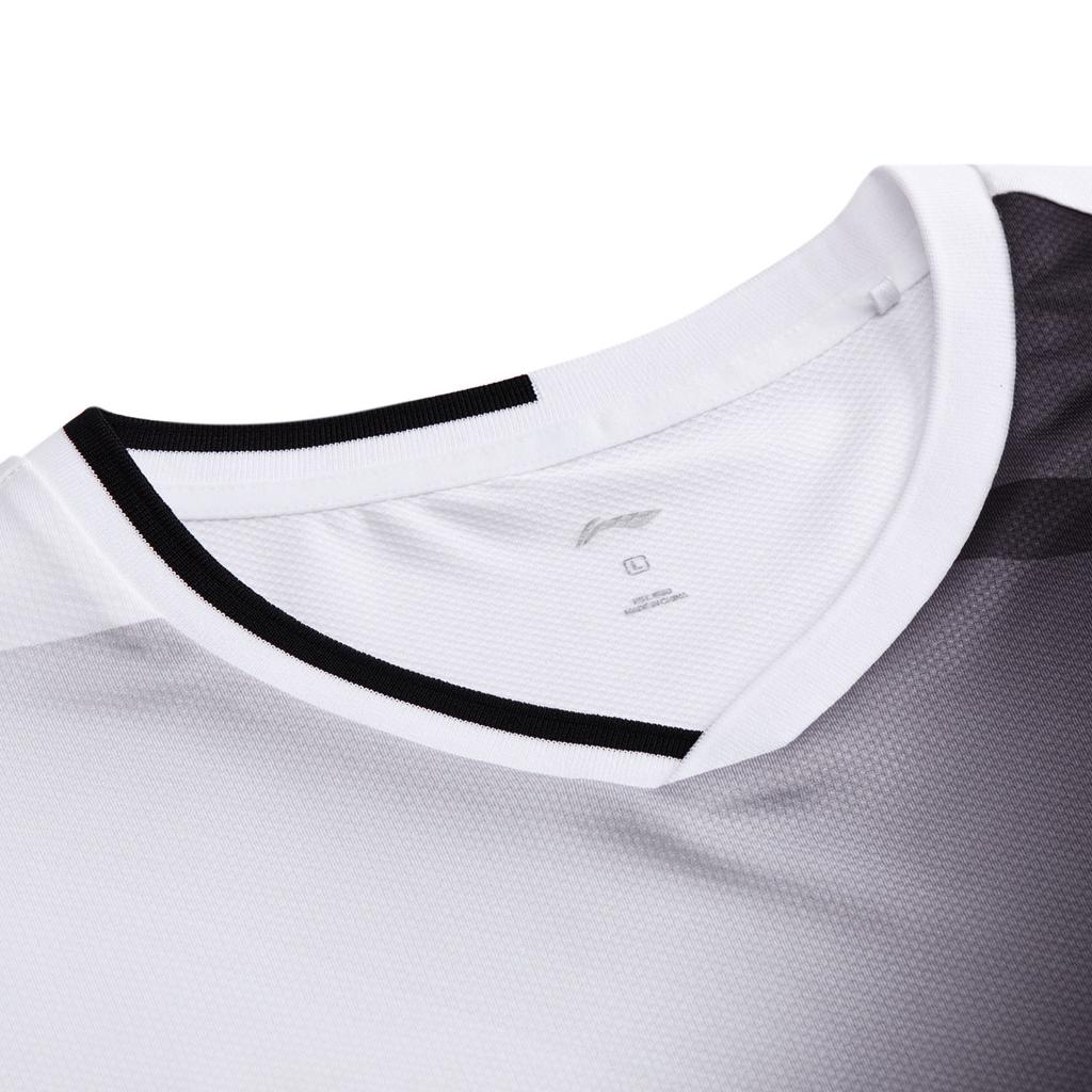 Li Ning Badminton Series Logo Color Block V-Neck Couple Badminton Shirt Unisex Tops AAYW053-2