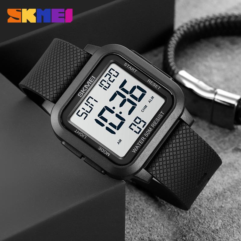 SKMEI 1894 Sport Elektronische Uhr für Herren Stoßfest Wasserdicht Countdown Herren Armbanduhr Militärischer Wecker 1960 Reloj Hombre