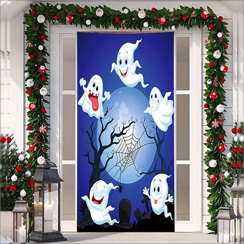 Stretch Fabric Christmas Door Tapestry - Santa Claus Gift Background for Holiday Parties