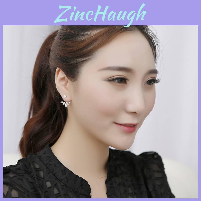 Stunning Gold And Silver Geometric Floral Ear Studs With Sparkling Zircon Accents