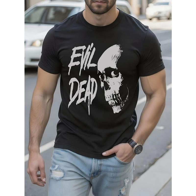 

European sizes Men s Evil Dead Logo & Spooky Skull Print T-Shirt 4XL чорний