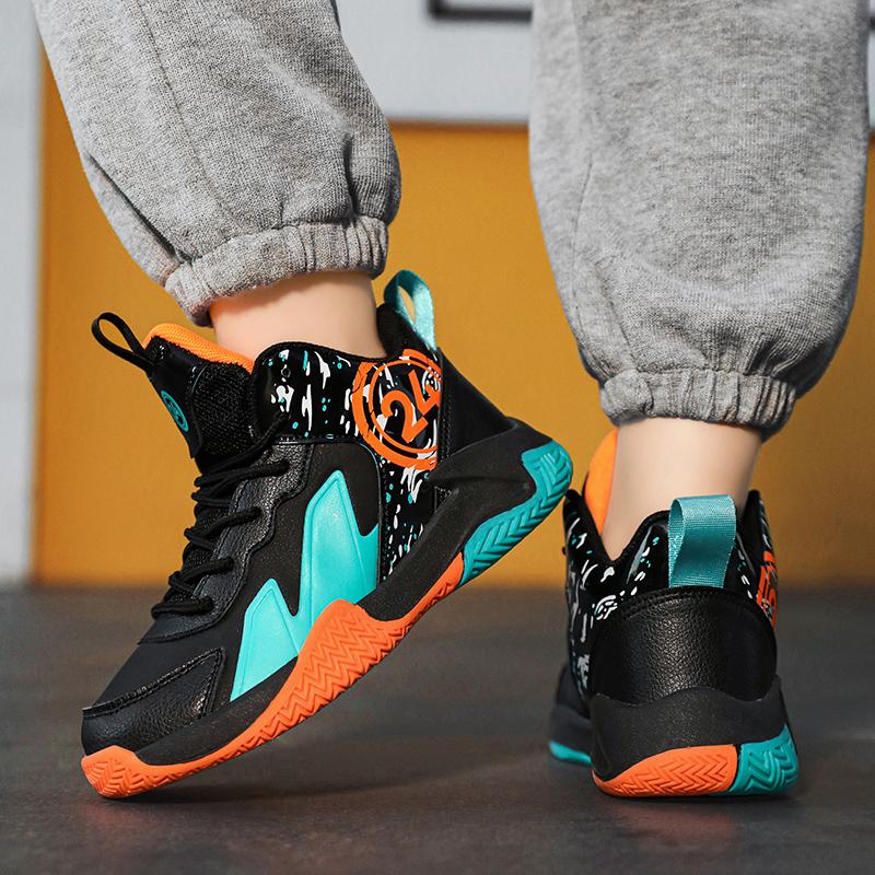 31-40 Kinder und Jugendliche Übergröße Rutschfest Verschleißfest Modische High-Top Basketballschuhe Sportschuhe