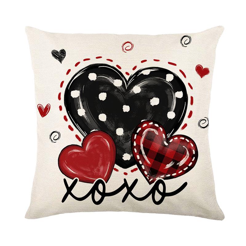 New Printed Pillow Case Valentine's Day Home Holiday Decoration Living Room Sofa Cushion Cover Bedside Cushion Cover