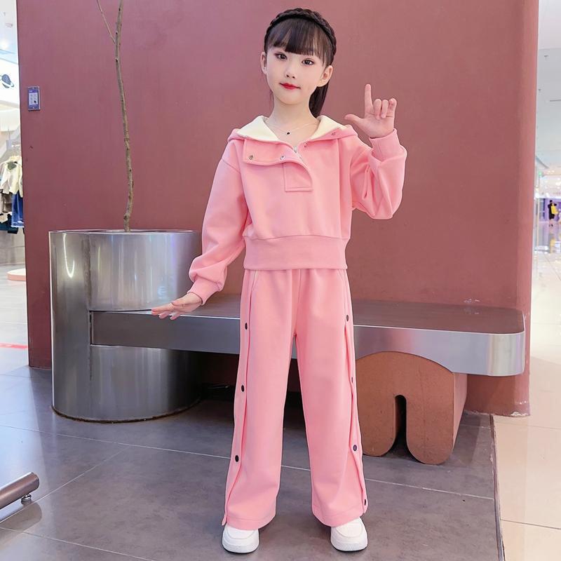 Hoodies Set Top & Pants 2-Piece Korean-style Trendy Hooded Sweatshirt for Autumn and Winter Girls' Outfits Girl Outfit Two Wear