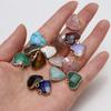 3Pcs, Heart Crystal Pendant with Golden Edging, Faceted Natural Stone Lapis Lazuli Malachite Turquoise Charms for Jewelry Making DIY Crafts 18×18mm