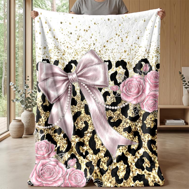Glamorous Leopard Diamonds 1 Theme blanket Lightweight Warm Flannel Blanket Decorative Throw Blanket for Home Decoration