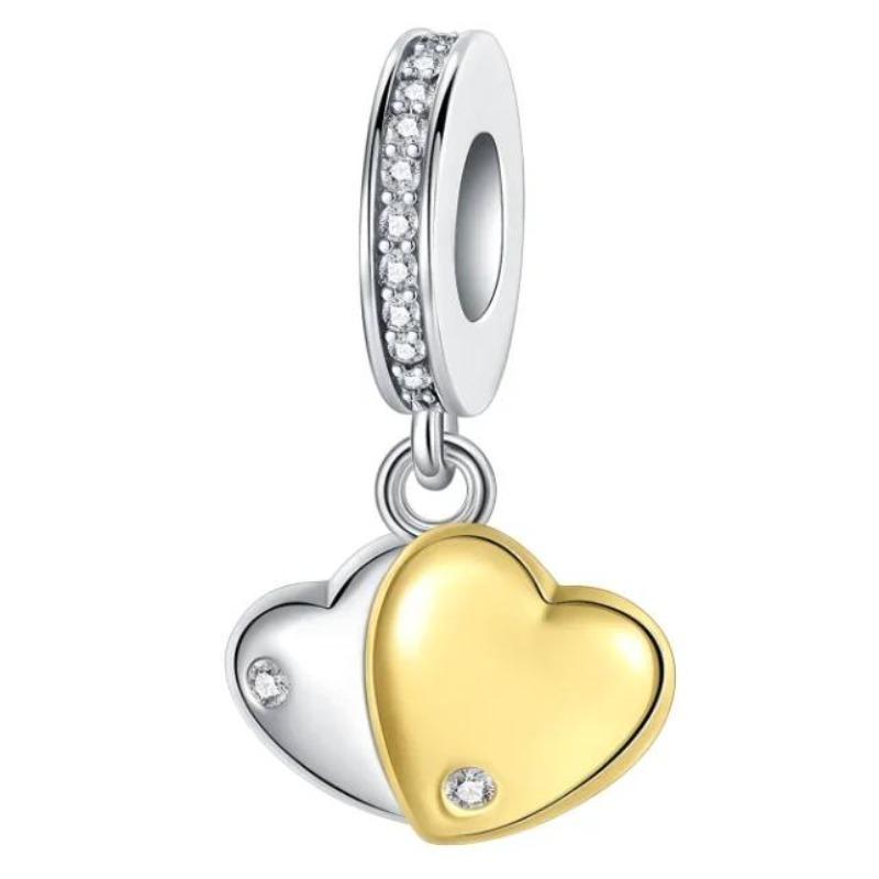 Sparkling Birthstone Charms Copper Heart Mom Key Pendant Bead Fit Original Necklace Bracelet Women Jewelry Diy Gift