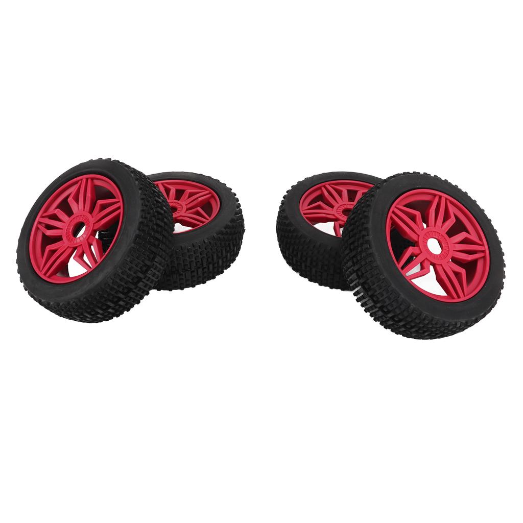 4PCS Remote Control Car Tires Stable Grip Strong Cushioning Uneven Texture Thickening Universal for 1 8 RC Car Red