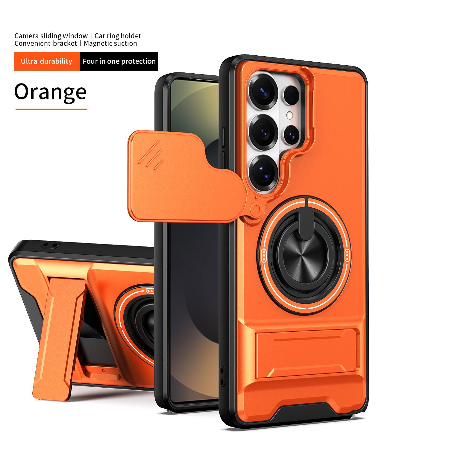 

Funda for Samsung Galaxy S26 Ultra S25 Plus S25 FE Case Rotatable Slide Camera Protection Ring Stand Shockproof Cover Capa Funda for Galaxy S25 FE помаранчевий