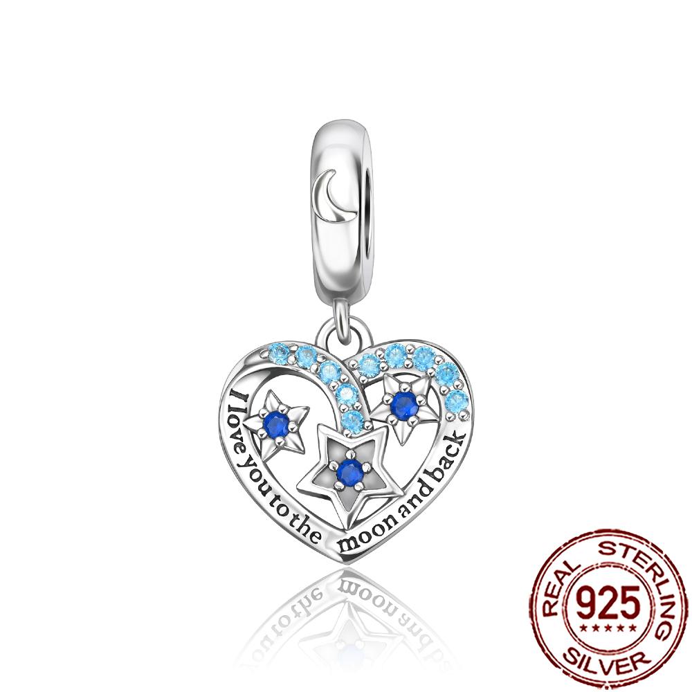 New Charms Copper Sparkling Mum Mother Family Love Heart Beads Fit Original Bracelet Necklace Diy Jewelry