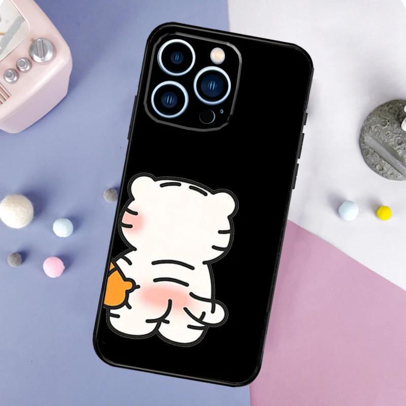 Apple Iphone15 Pro Mobile Phone Case Cute Tiger Couple Mobile Phone Case Hair Painted Anti-Drop Huawei Three
