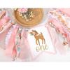 Deer Floral Girl High Chair Banner - Little Miss One-Deerful Highchair Banner, Woodland 1st Birthday Decoration for Girls, Deer Girl Floral 1st