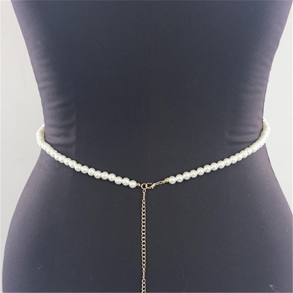 Luxurious Chest Chain for Women Artificial Pearls Choker Chain Necklace Body Chain Night Club Body Jewelry for Formal
