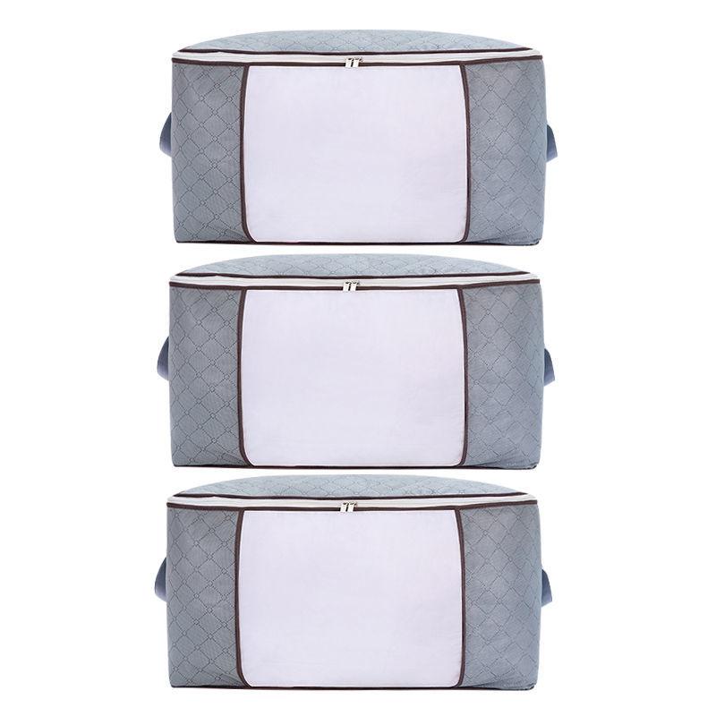 1/2/3/4pc Foldable Bamboo Charcoal Quilt Storage Bag Clothes Sweater Blanket Organizer Box Storage Bag Household Organizations