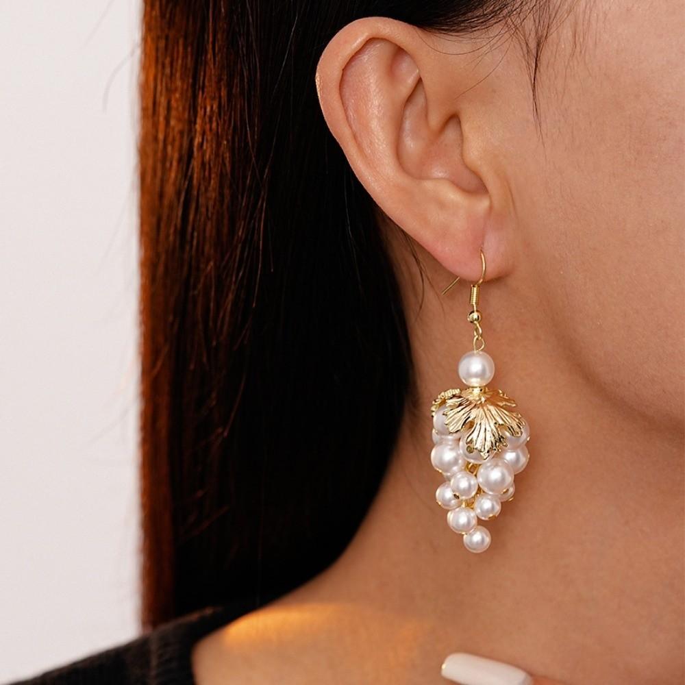 Faux Pearl Grape Pearl Tassel Earrings Vintage Dangle Earrings Wedding Bridal