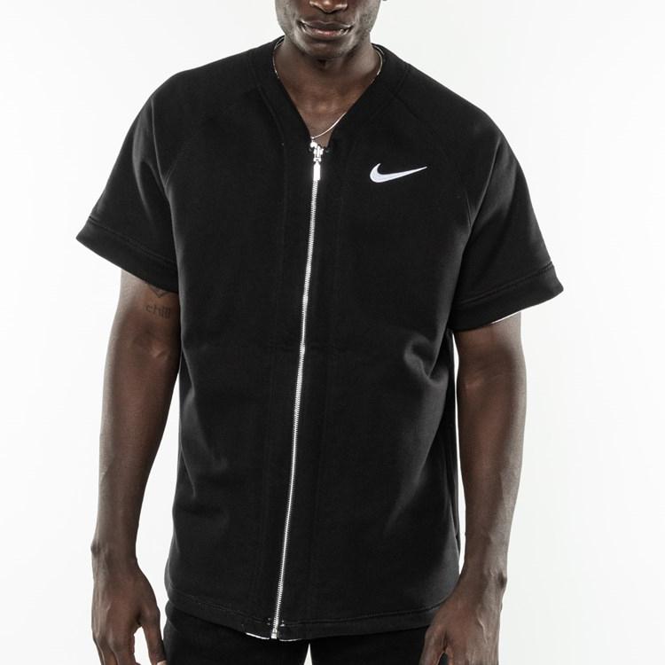 Nike Reversible Zip-Up Baseball Jacket With Short Sleeves Men Outerwear Black White Yellow AV8269-701