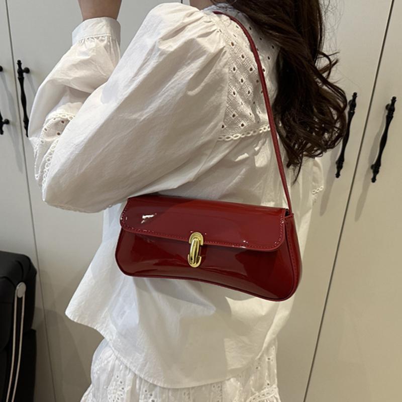 Women's Vintage Solid Color Smooth Texture Shoulder Bag Elegant PU Leather Flap Small Underarm Bag  for Dating, Outings, Parties