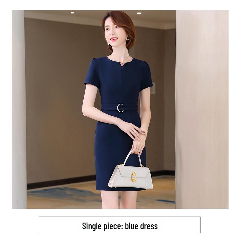 Spring/Summer Short Sleeve Slimming Work Dress for Kindergarten Teachers & Beauty Salon Professionals
