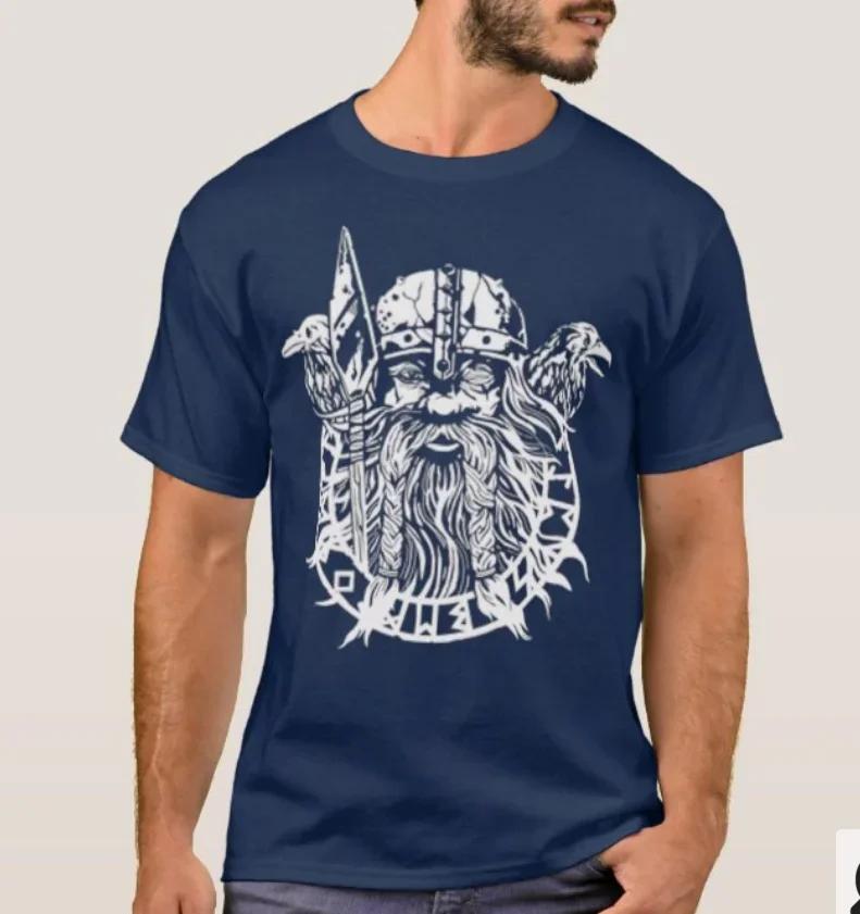 Vintage Nordic God with Raven Norse Myth TShirt 100 Cotton ONeck Summer Short Sleeve Casual Unisexs Tshirt Size S3XL