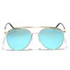 Glasses Metal Double Beam Large Frame Round Sunglasses Male Personality Dazzling Reflective Sunglasses Female