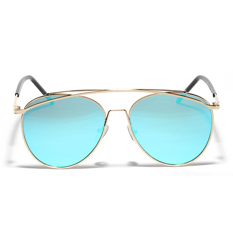Glasses Metal Double Beam Large Frame Round Sunglasses Male Personality Dazzling Reflective Sunglasses Female