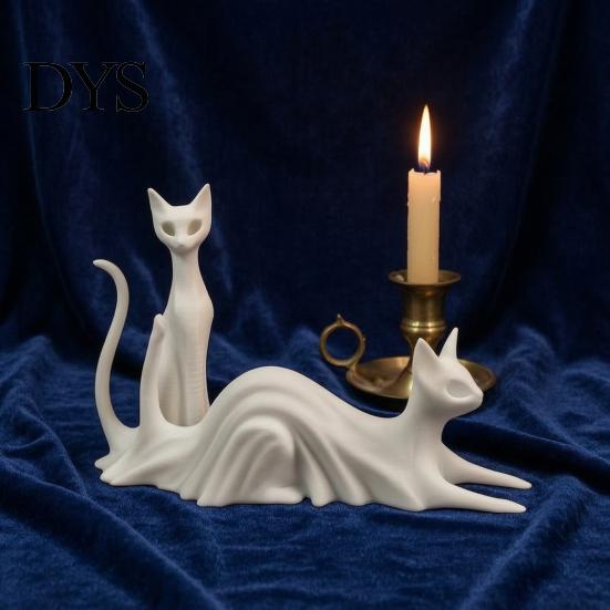 Solid Structure Desk Ornament 3D Printed Cat Ghost Buddy, Cute Halloween Kitty Figurine for Small Bookshelf Display Statues Office Shelf, Spooky