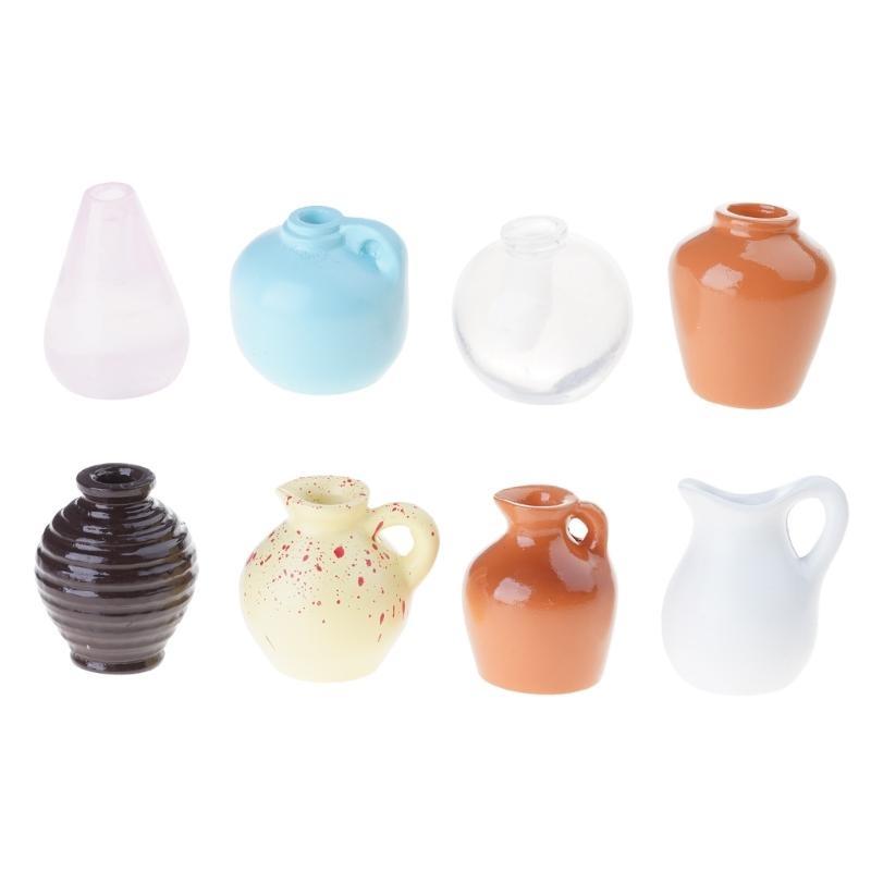 8Pcs Hold Mini Ceramics Flower Vases Magnets for Fridge and Office