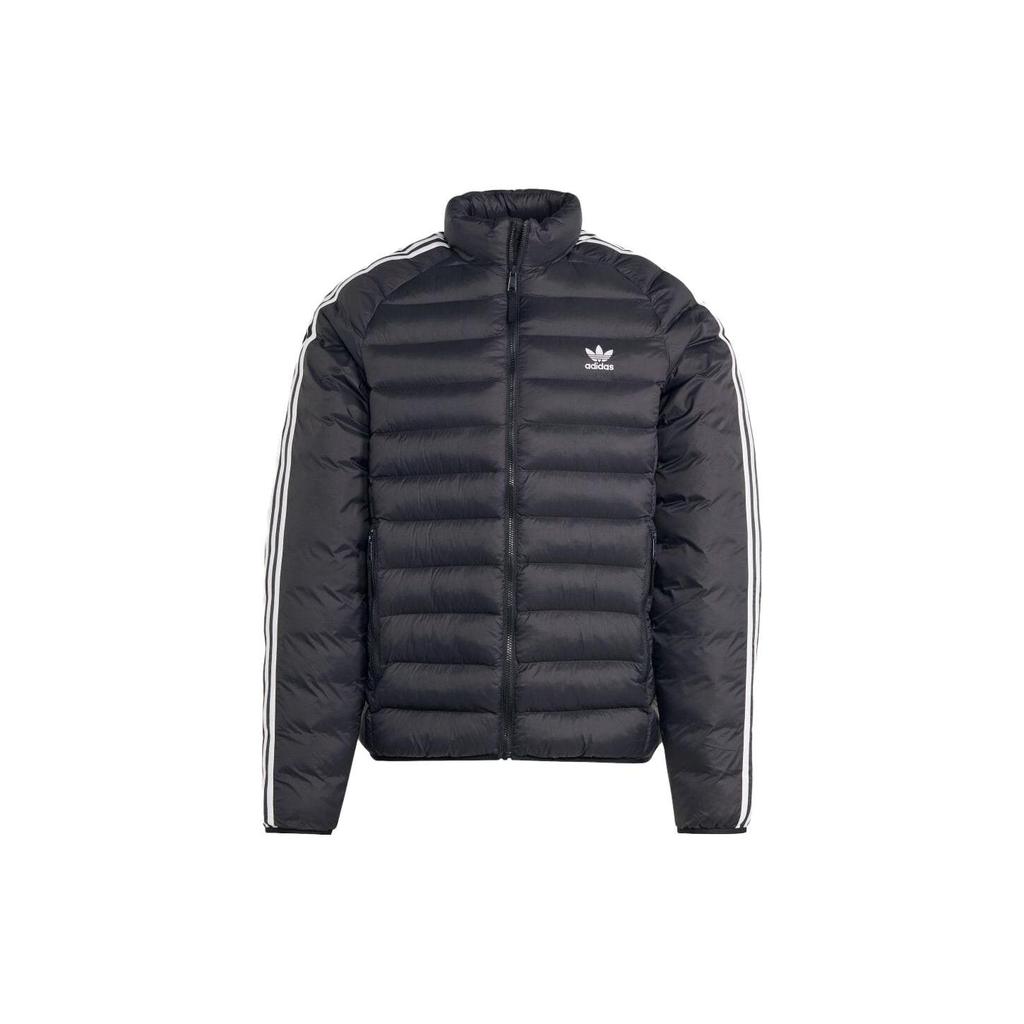 Adidas Originals Color Block Three Stripes Logo Print Zip-Up Stand Collar Long Sleeve Jacket Men Jacket Black IL2565