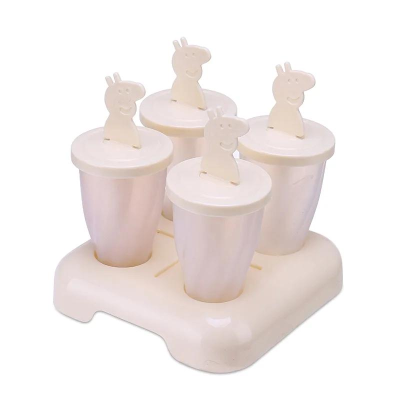 

4 Hole Ice Cream Popsicle Mold DIY Ice Cream Machine Ice Box with Plastic Stick Ice-lolly Mold Ice Cube Tray Kitchen Gadgets