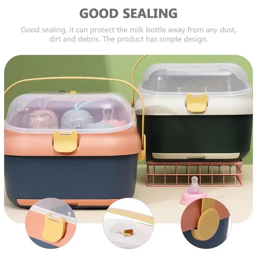 Bottle Drying Rack Holder for Pacifiers Toys Baby Tools Box Baby Bottles Drainer Portable Dust Proof Practical