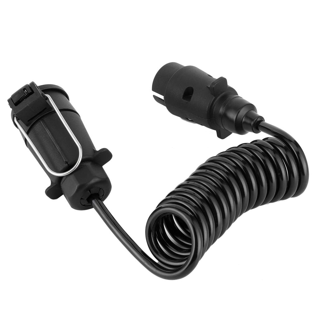 Caravan Spring Cable, 2m Cable Spring Cord 7 Pin Trailer Extension Trailer Plug Socket