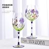 1piece Colored Plant Pattern High Legged Red Wine Glass Summer Natural Pattern Thickened Glass Cup Beer Glasses And Tall Glasses