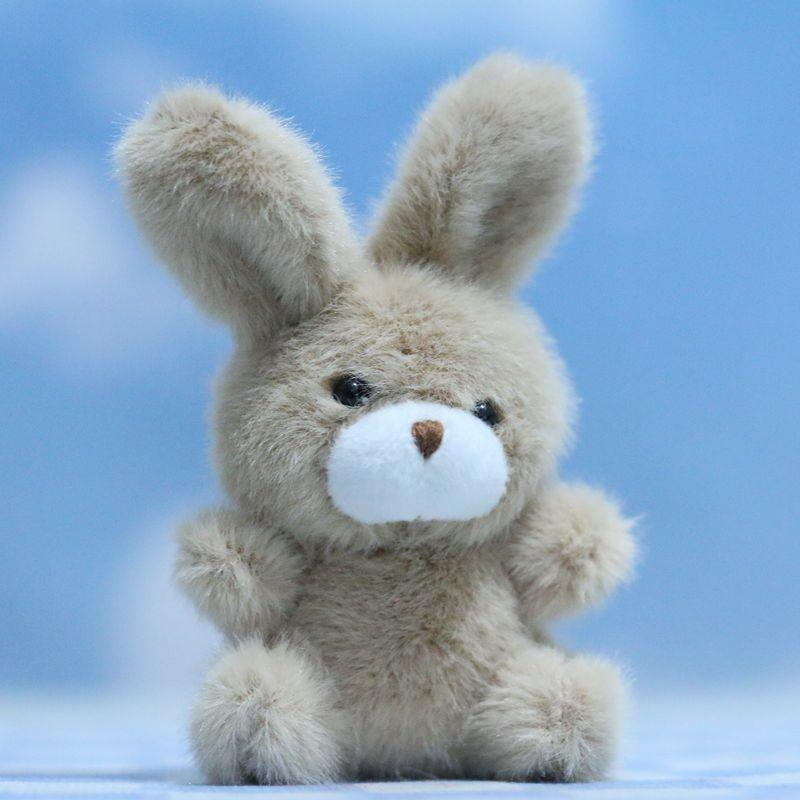 Charming Pink White And Gray Bunny Plush Keychain With Super Soft Fur