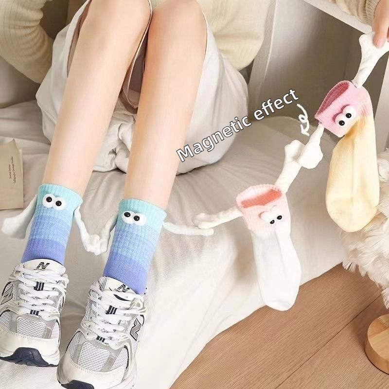 Holding Hands Magnetic Socks Fun Color Cartoon Sock for Women Men Crazy Novelty Valentine's Gifts For Couples Anniversary Friend