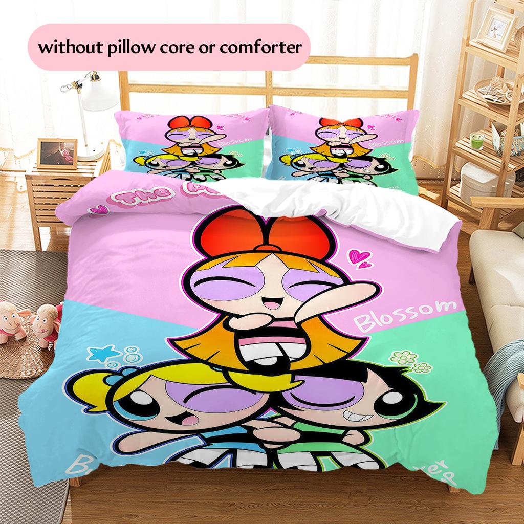 Poszewka na kołdrę i poszewki na poduszki z motywem Powerpuff Girls, Pościel dla fanów Powerpuff Girls, Idealny prezent.chl