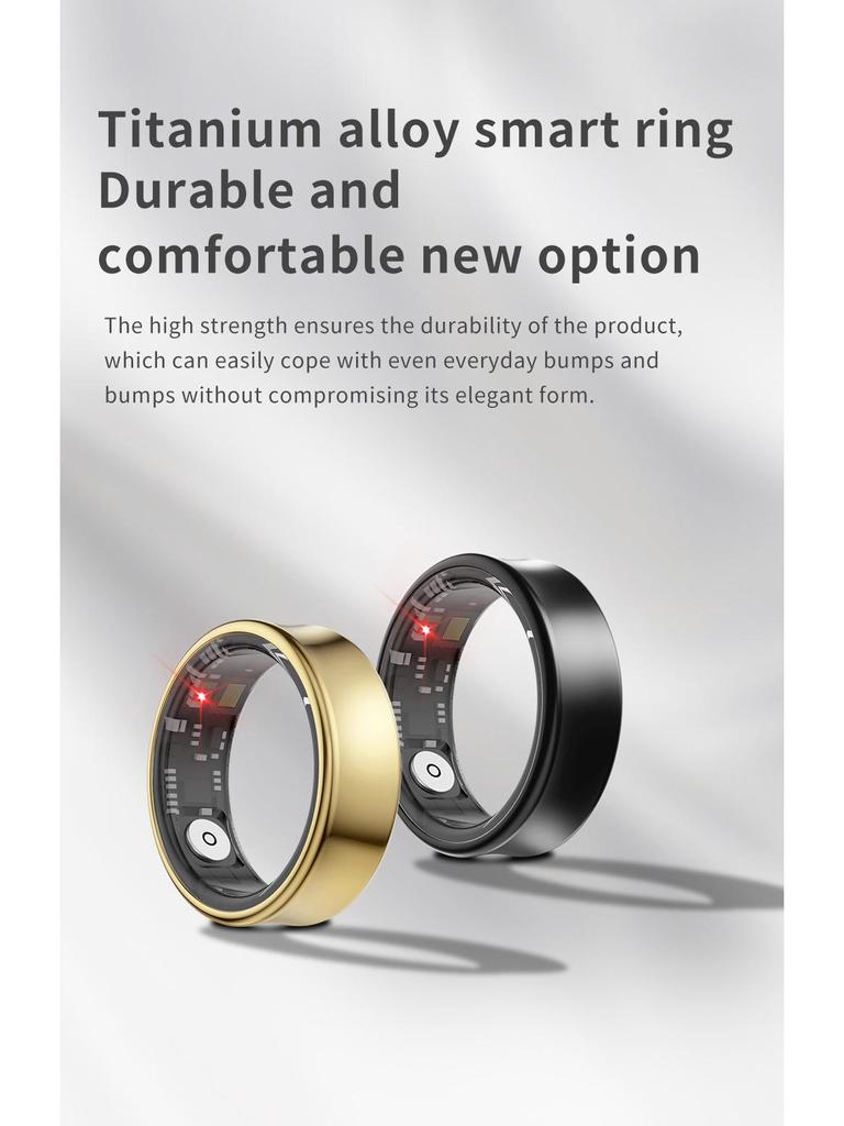 Titanium Alloy Smart Ring SR05: Heart Rate Monitor, Video Player, Unisex, Black Tech, Waterproof, Bluetooth Wearable