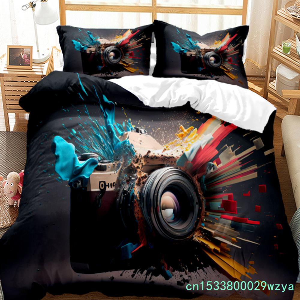 Vintage Camera Duvet Cover Fashion Comforter Bedding Set Soft Quilt Cover And Pillowcases For Teens Boy Single/Double/Queen/King