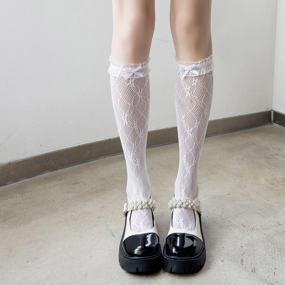 Bowknot Middle Tube Sock Nylon Harajuku Sock Sweet Lolita Sock Women