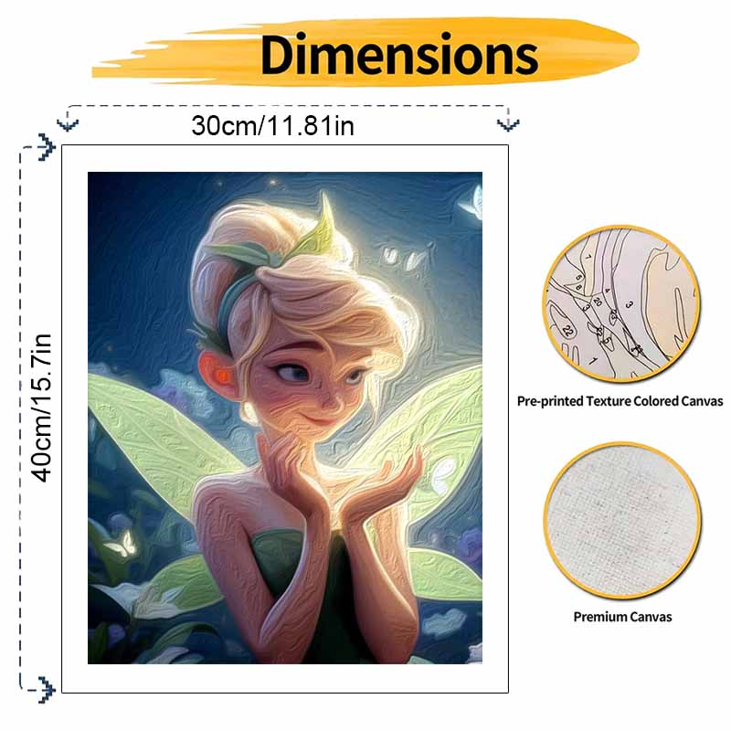 Disney Tinkerbell Oil Painting Kit Painting Fantasy Art Home Bedroom Wall Decor Gift