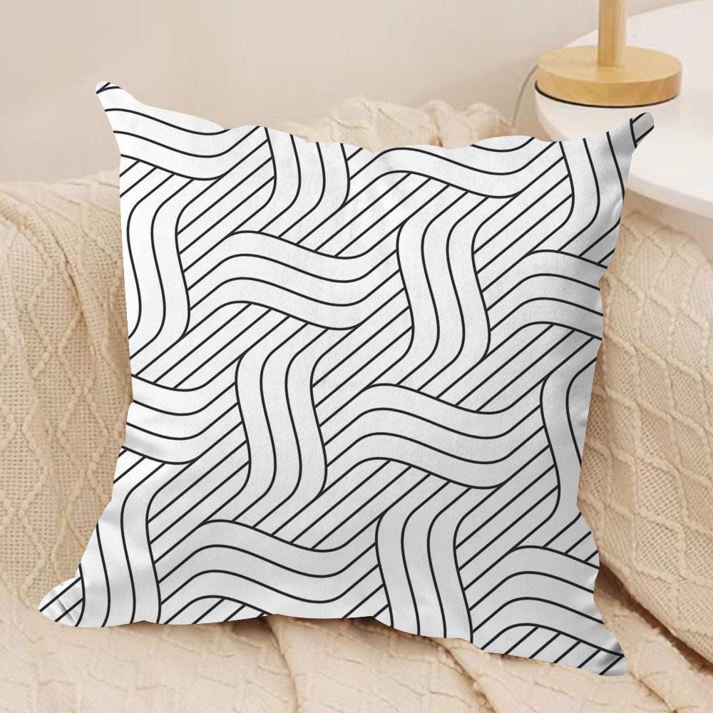 Reduced Geometry Cushion Cover Soft Plush Fabric Double-Sided Printed Sofa Cushion Cover for All Seasons Home Decor Gift