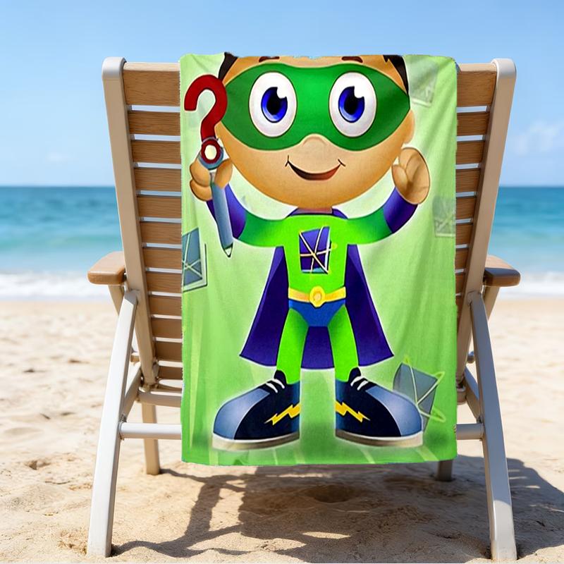 Ultra-Soft Beach Towel with Super Why Theme,Ideal for Pool - Camping, Diving - Perfect Travel Essential, Vibrant Beach Towel.