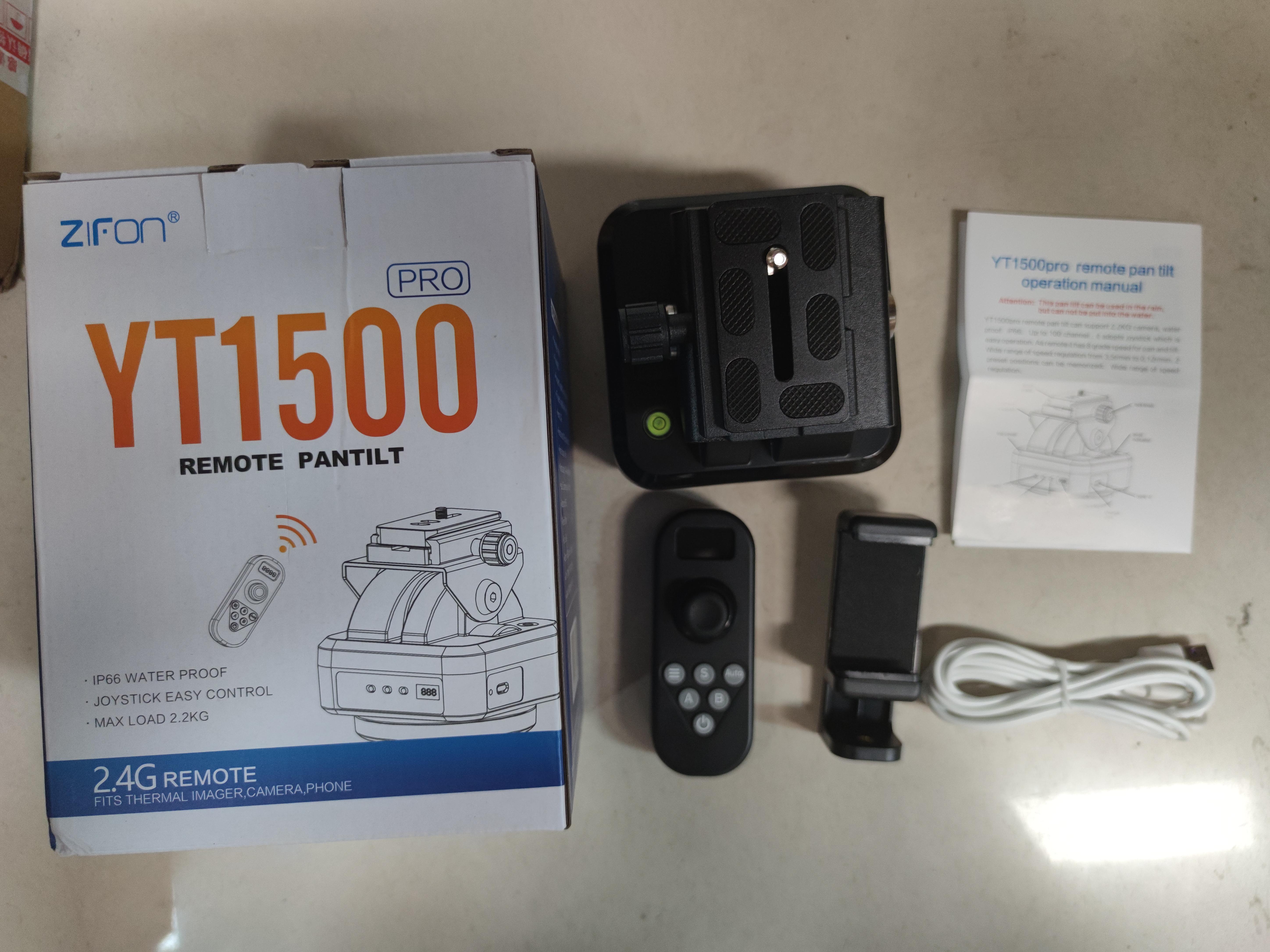 

ZIFON YT1500pro Пульт дистанционного управления Панорамная головка Моторизованная панорамная головка Вращающаяся на 360 градусов Панорамная головка штатива 40М чёрный
