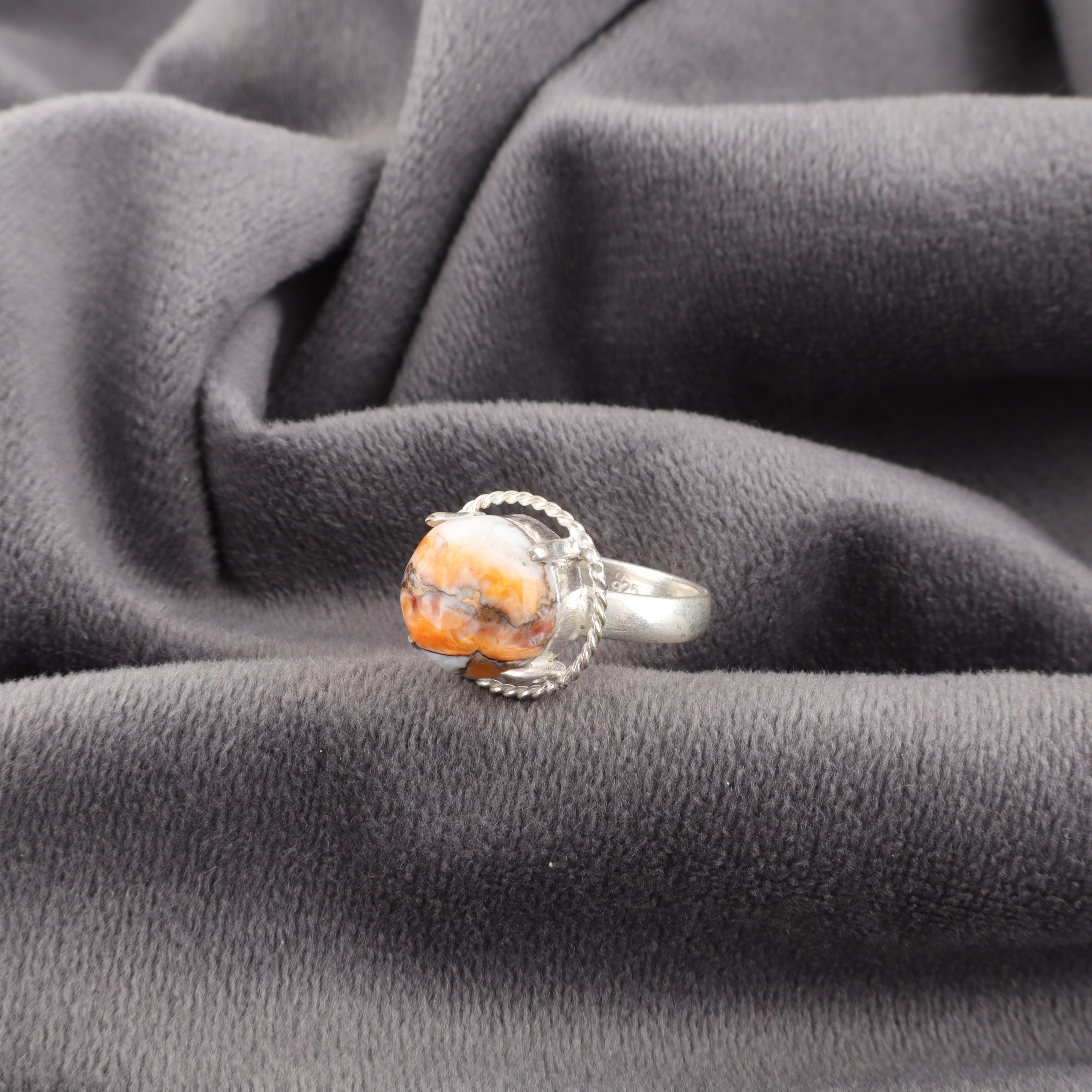 

Кольцо из оранжевой меди с бирюзой, ручной работы, ювелирное изделие из стерлингового серебра 925 пробы, для подарка на помолвку 12 оранжевый